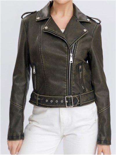 Chaqueta biker efecto piel