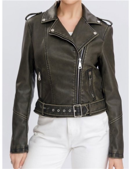 Chaqueta biker efecto piel