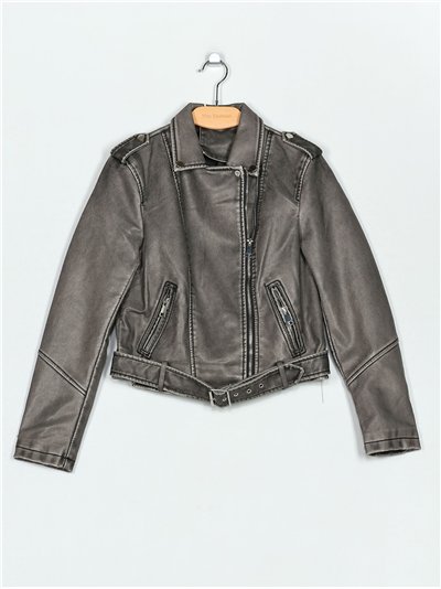 Chaqueta biker efecto piel