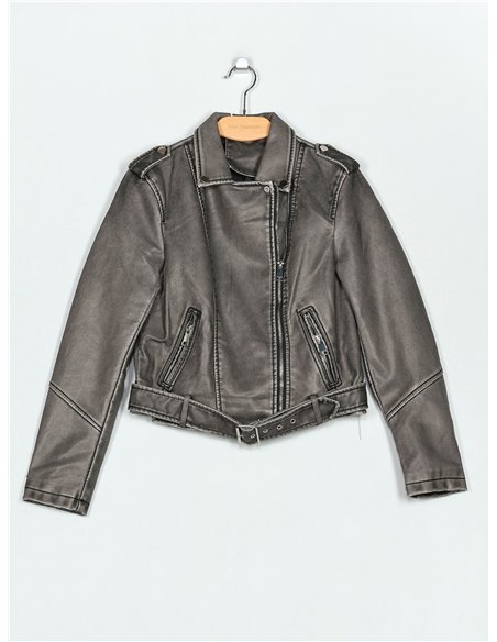 Faux leather biker jacket