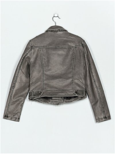 Chaqueta biker efecto piel 2