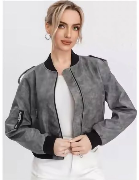 Bomber combinada efecto piel