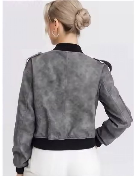 Bomber combinada efecto piel