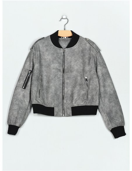 Bomber combinada efecto piel