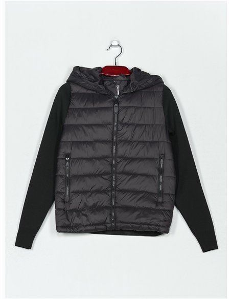 Quilted down puffer jacket with hood