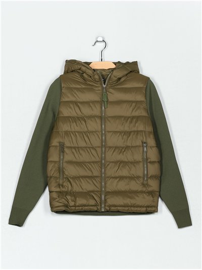 Chaqueta acolchado punto capucha