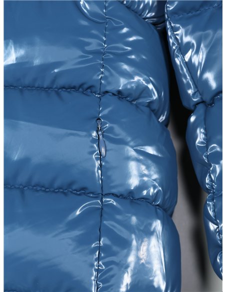 Fleece lined patent finish water repellent anorak with hood