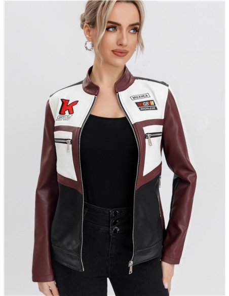 Chaqueta racing efecto piel