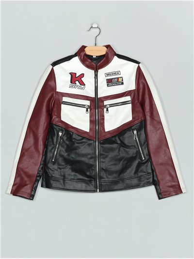 Chaqueta racing efecto piel