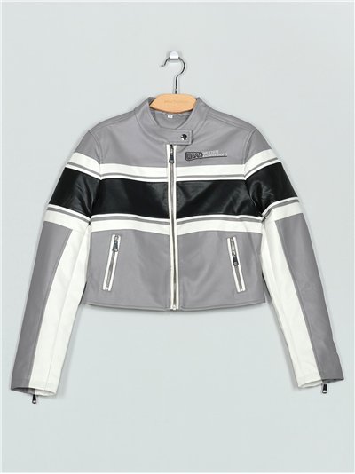 Chaqueta franjas efecto piel