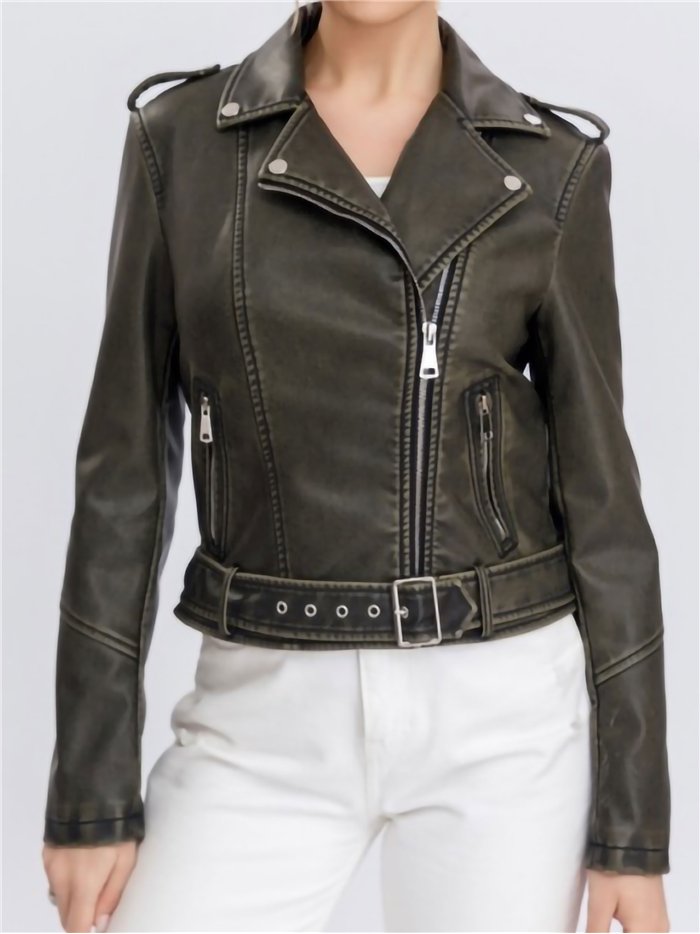 Chaqueta biker efecto piel