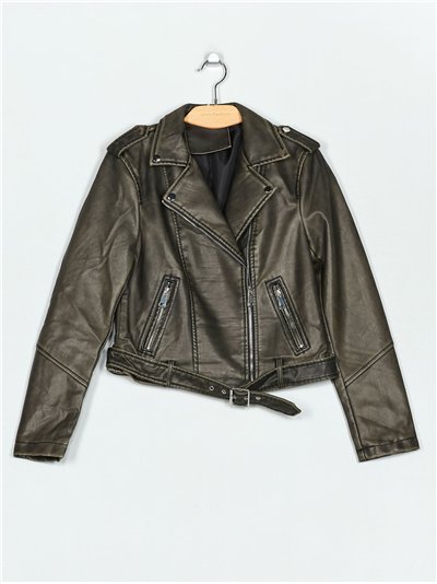 Chaqueta biker efecto piel