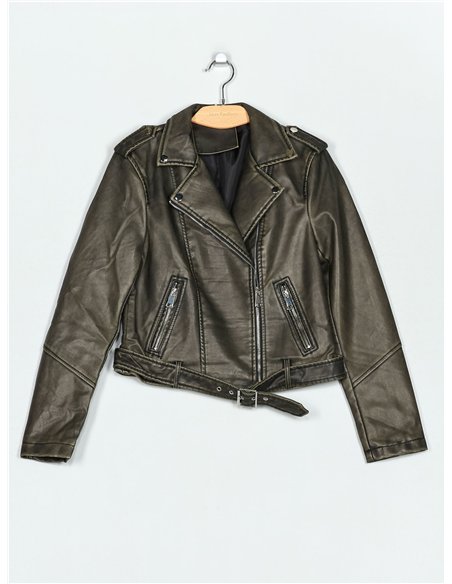 Chaqueta biker efecto piel