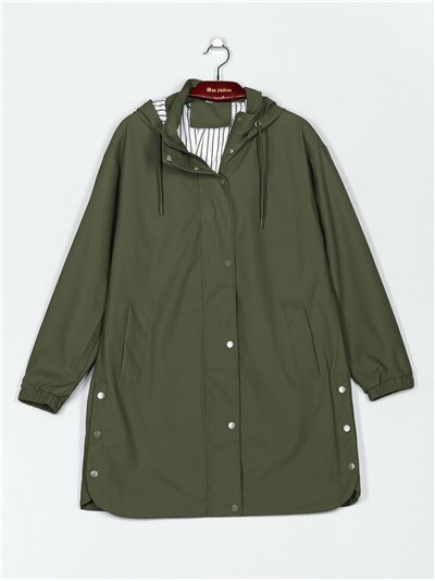 Parka amplia Water repellent efecto piel rayas 