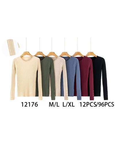 Jersey canalé cuello redondo manga botones 2