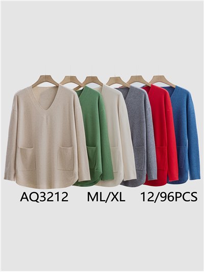 Jersey bolsillos talla grande cuello pico 2