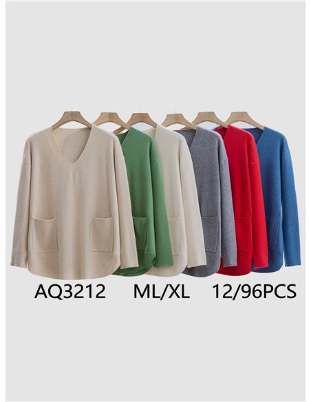 Jersey bolsillos talla grande cuello pico