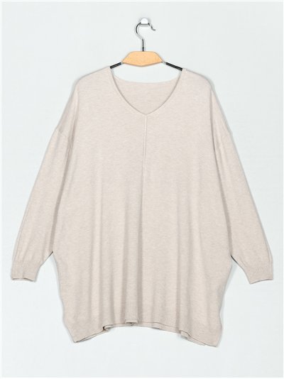 Jersey maxi cuello pico