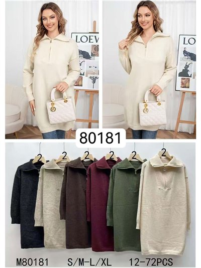 Jersey largo punto cálido cuello cremallera 2