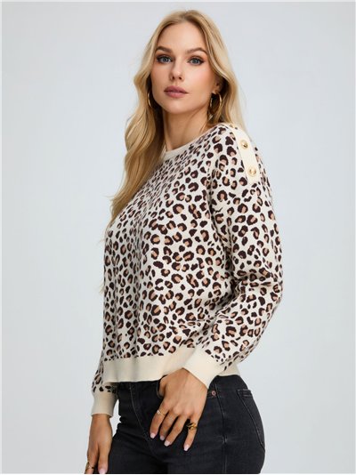 Jersey leopardo botones en hombros