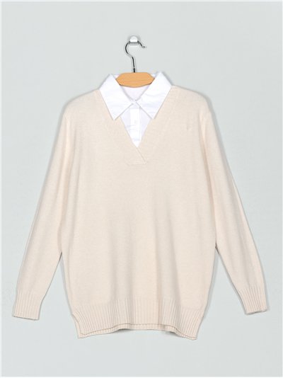 Jersey amplio efecto camisa