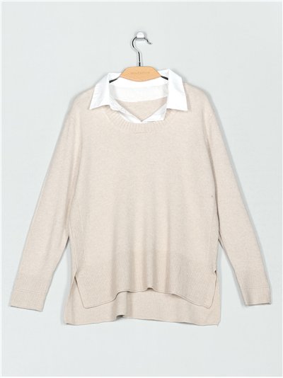 Jersey amplio efecto camisa