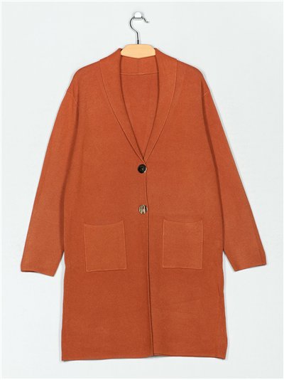 Cárdigan largo punto cálido bolsillos