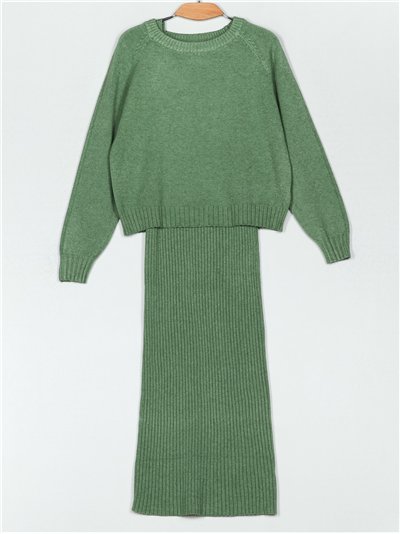 Conjunto Jersey soft + Vestido largo canalé