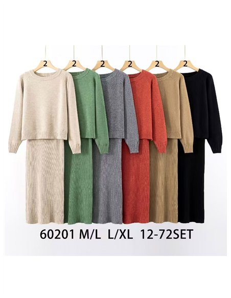 Conjunto Jersey soft + Vestido largo canalé