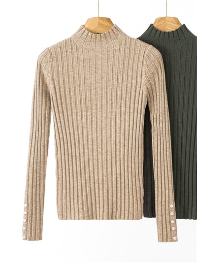 Jersey canalé cuello perkins manga botones