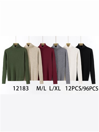 Jersey estructura trenzas cuello vuelto 2