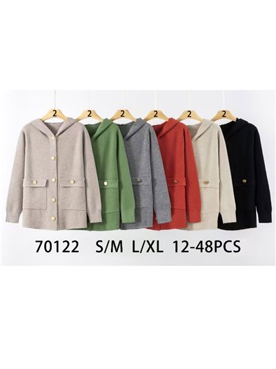 Chaqueta punto cálido capucha bolsillos 2
