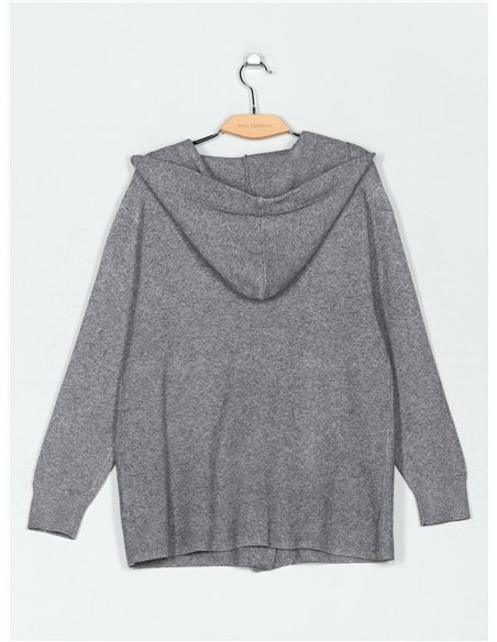 Chaqueta punto cálido capucha bolsillos