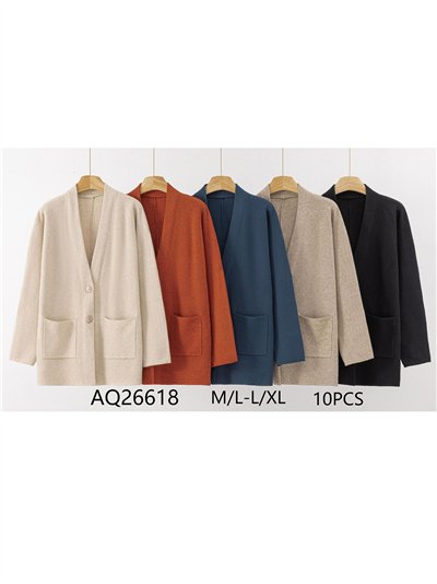 Chaqueta punto cálido talla grande cuello pico 2