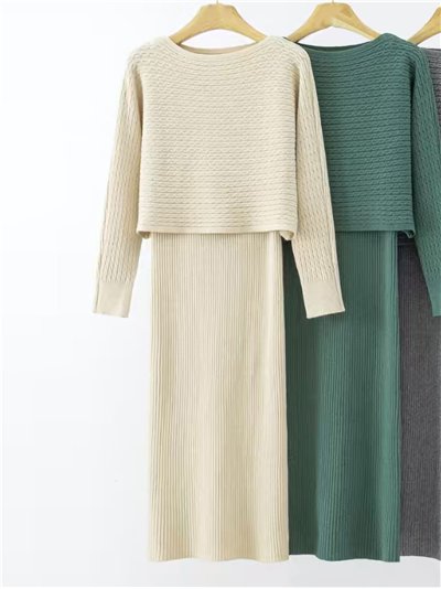 Conjunto Jersey soft trenzas + Vestido largo canalé