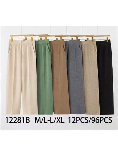 Pantalón recto punto bolsillos extra cálido 2