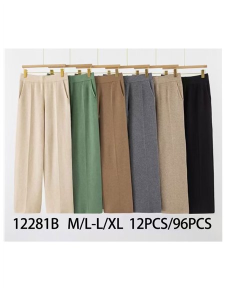 Pantalón recto punto bolsillos extra cálido