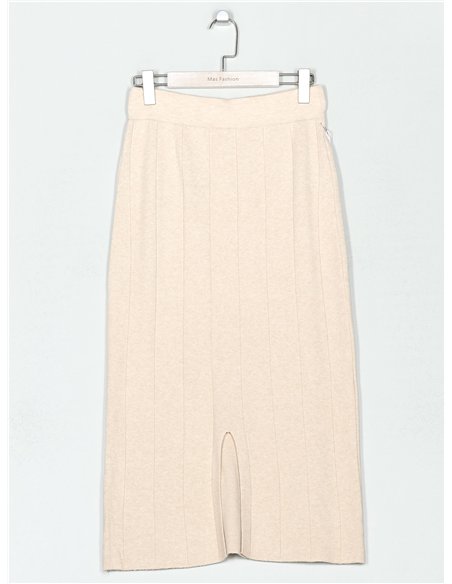 Conjunto Jersey canalé punto cálido + Falda midi