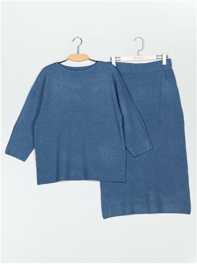 Conjunto Jersey amplio punto cálido + Falda midi