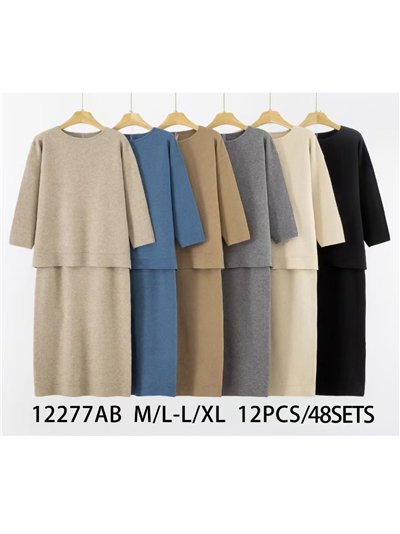 Conjunto Jersey amplio punto cálido + Falda midi 2