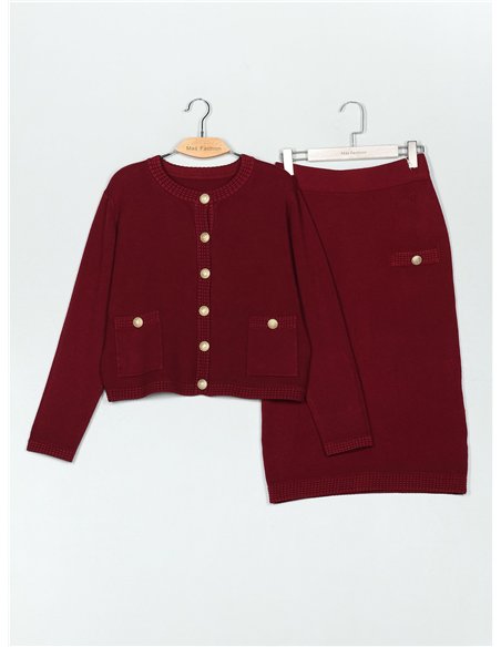 Conjunto Chaqueta bolsillo botones dorados + Falda midi