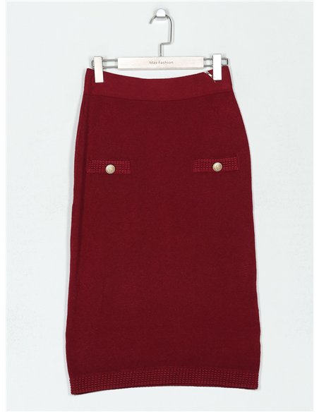 Conjunto Chaqueta bolsillo botones dorados + Falda midi