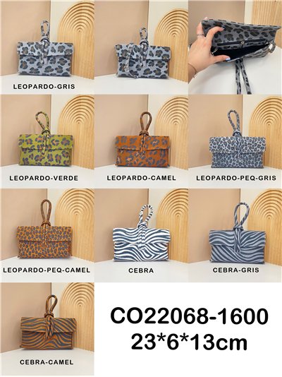 Mini bolso de mano animal print serraje nudos