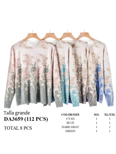 Jersey soft floral talla grande cuello redondo 2