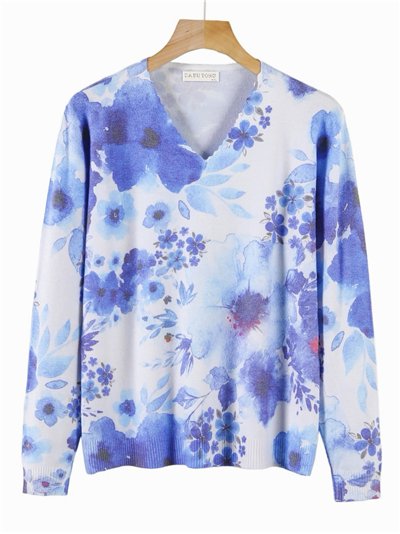 Jersey soft floral talla grande cuello pico