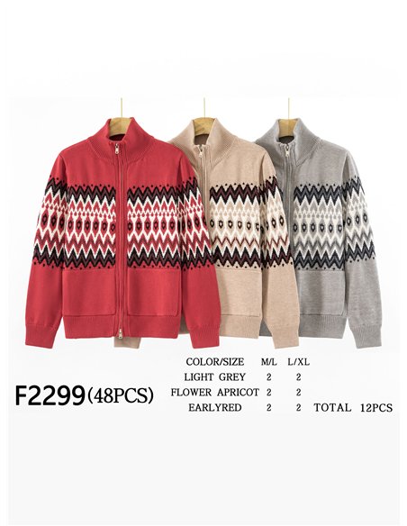 Chaqueta punto cenefa cremallera cuello perkins