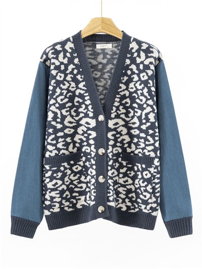 Chaqueta punto contraste leopardo