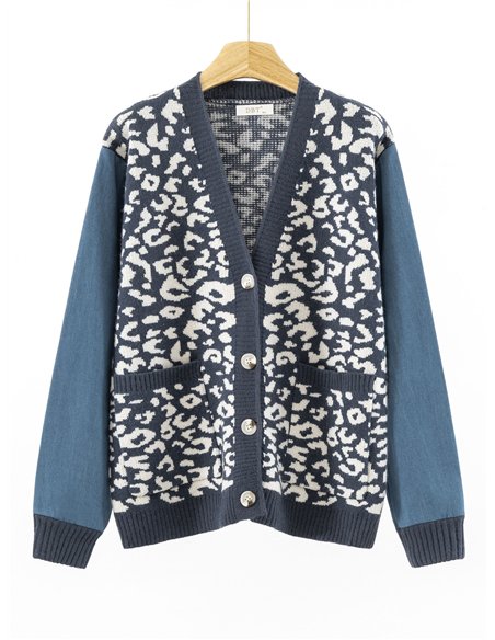 Chaqueta punto contraste leopardo
