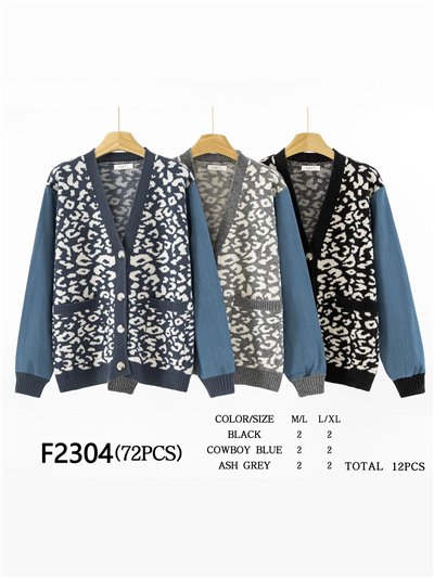 Chaqueta punto contraste leopardo 2