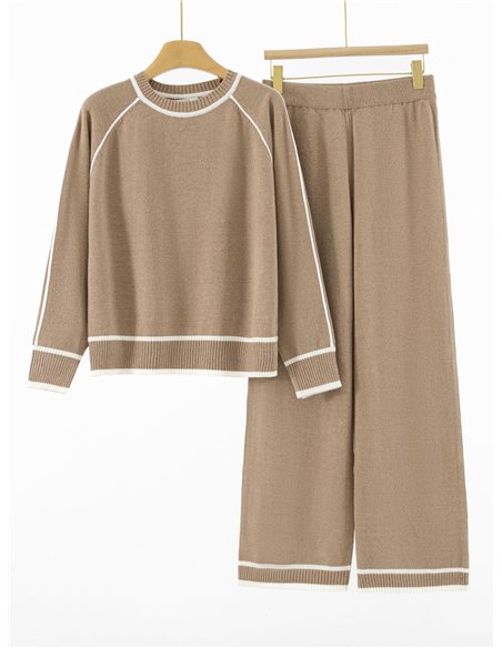 Co-Ord contrast knit sweater + Trousers